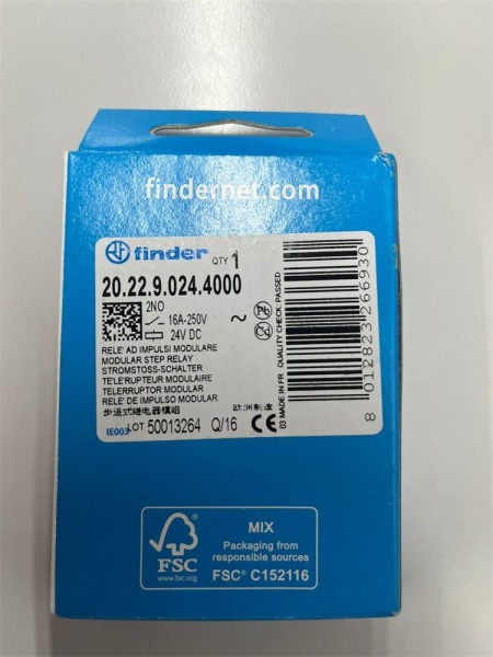 RELE DE IMPULSO MODULAR 2NO 16A 250V 24 VDC FINDER - Imagem 2