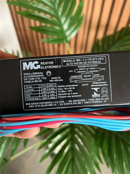 REATOR ELETRONICO PARA 1 LAMPADA TUBULAR DE 110 BIV. T10 T12 MG-1X110-AF3MP - Imagem 3