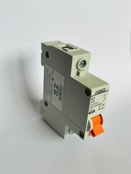 N3-1c25 Mini Disjuntor 3ka Unipolar Curva C 25a Metaltex - Imagem 3