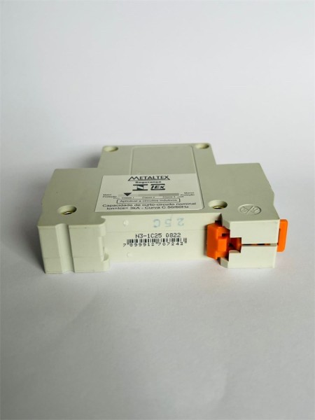 N3-1c25 Mini Disjuntor 3ka Unipolar Curva C 25a Metaltex - Imagem 5
