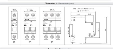 N3-1c25 Mini Disjuntor 3ka Unipolar Curva C 25a Metaltex - Imagem 8